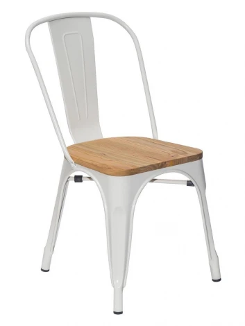 Cтул Tolix с деревянным сиденьем черный с золотой патиной