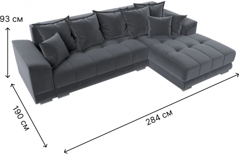 Диван угловой НордСтар правый угол (Серый/Велюр) Лига Диванов арт.121110