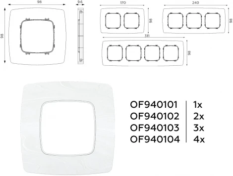 Рамка Ambrella Volt OMEGA Opera (Белый мрамор) 2-ая OF940102