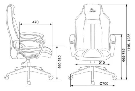 Кресло игровое Zombie A3 черный/желтый эко.кожа крестовина пластик