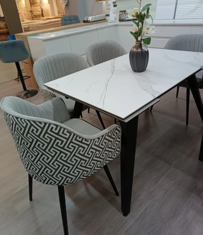 Стол обеденный Сальери Hesby Керамика,МДФ/Белый мрамор арт.HSBM_Saljeri_1