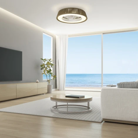 Потолочная люстра светодиодная с вентилятором Mantra Polinesia 8227 (регулировка яркости, 220V, пульт управления, круглые)