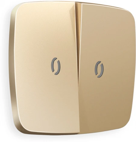 Лицевая панель Ambrella Volt OMEGA (Шампань) для 2-клавишных выключателей с подсветкой QUANT OP6040