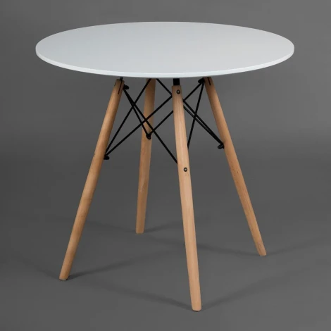 Стол CINDY NEXT (mod.80-MDF) белый/натуральный (металл/мдф/бук)