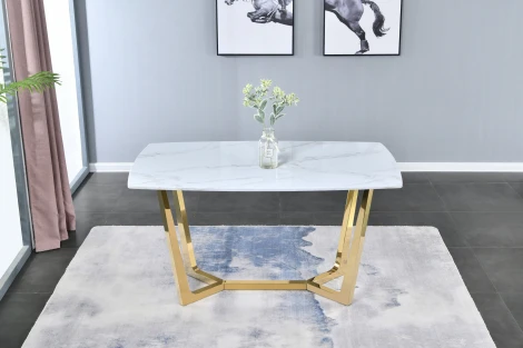 Стол обеденный IST-CASA Ланс DT-2852M,160х90х75 см, белый мрамор