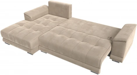 Диван угловой НордСтар левый угол (Бежевый/Велюр) Лига Диванов арт.121105L