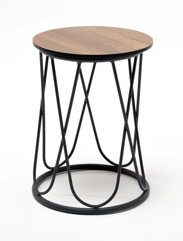 "Перу" журнальный стол из HPL круглый Ø40 H55, каркас из алюминия темно-серый (RAL 7024) муар, цвет столешницы "дуб" 4SIS арт.УТ-00006657