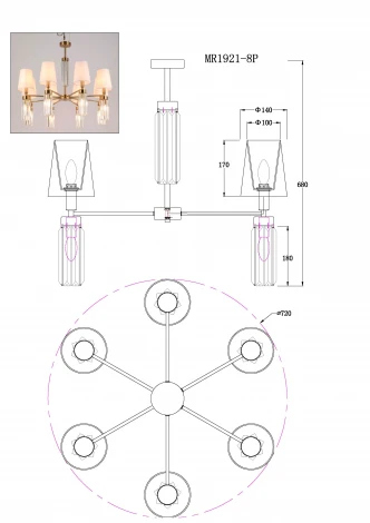 Потолочная люстра MyFar Fernando MR1921-12P (220V, хрусталь)