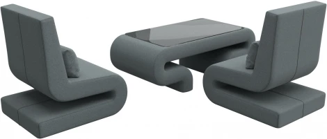 Набор Волна-3 (стол, 2 кресла) (Серый/Рогожка) Лига Диванов арт.125334