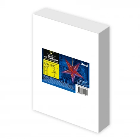 Фигура светодиодная «Красная звезда» на батарейках 2AA (не в/к) 5 светодиодов. теплый белый свет Uniel ULD-H4545-005/STA/2AA WARM WHITE IP20 RED STAR