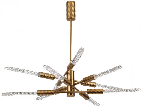 Потолочная люстра на штанге Odeon Light Kolos 5449/28L сатинированн.латунь/прозрачн./металл/стекло LED 28W (10*2.8W) 3000K (220V)