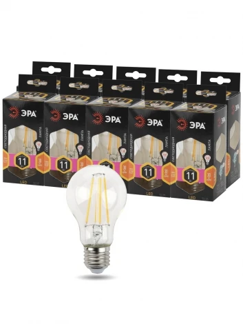 Лампочка светодиодная филаментная E27 11W ЭРА F-LED A60-11W-827-E27