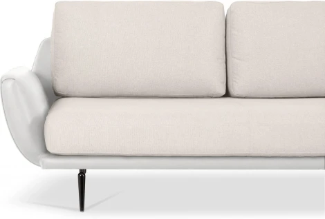 Диван Ispani угловой правый ОГОГО (арт.803485), (Экокожа,Ткань/Бежевый,Белый)