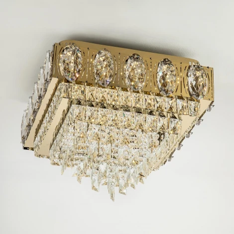 Потолочная люстра светодиодная хрустальная с пультом и управлением смарфоном с регулировкой цветовой температуры и яркости LED4U LED4U L9438-500-500 GD с УД