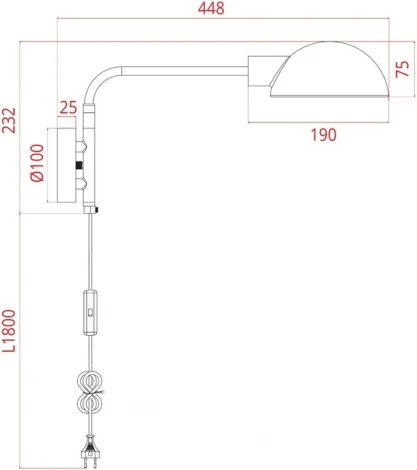 Бра Arte Lamp Zetta A7055AP-1BK (220V, выключатель)