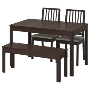 ЭКЕДАЛЕН / ЭКЕДАЛЕН Стол/2стула/скамья, темно-коричневый, Рамна Оррста светло-серый