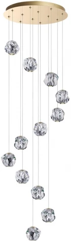 Потолочная каскадная люстра Odeon Light Jemstone 5085/60L золото/прозрачный/металл/акрил LED 60W 4000K 2800Лм (220V, на проводе)