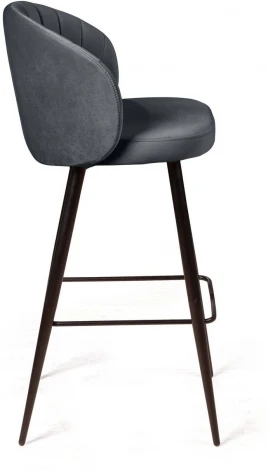 Стул барный Mont Blanc, бархат светло-серый 26 / черный конус Top Concept арт.18475