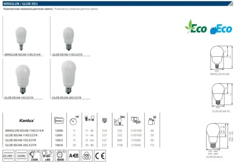 Лампочка люминесцентная Kanlux MGLOB 12695