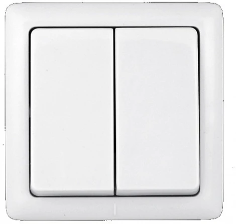 Выключатель накладной двухклавишный (белый) Systeme Electric VA56-232I-B