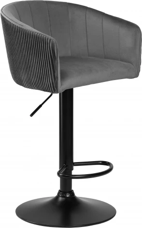 Стул барный DOBRIN DARCY BLACK (серый велюр (1922-19)) 5025_BlackBase-LM BLACK, цвет сиденья серый (1922-19), основания черное