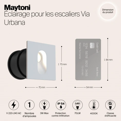 Подсветка для лестниц и ступеней встраиваемая Maytoni Via Urbana O022-L3W (LED, 220V, IP54)
