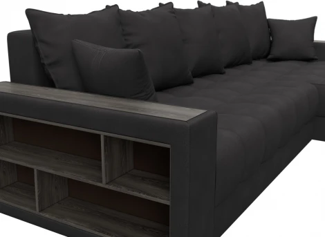 Диван угловой с декором и полкой Лига-050 НПБ Лига Диванов (Замша) арт.128614