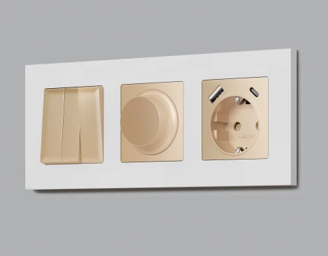 Лицевая панель Ambrella Volt ALFA (Шампань) для светорегулятора универсального QUANT AP6055