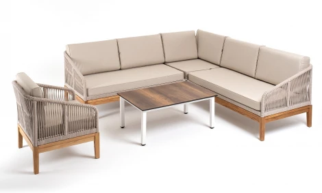 "Канны" модульная угловая лаунж-зона из роупа (веревки), цвет темно-серый 4SIS арт.УТ-00007285