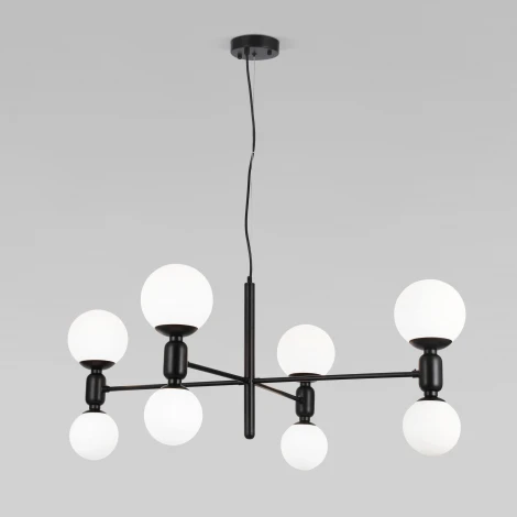 Подвесной светильник Wi-Fi Eurosvet Bubble 30182/8 черный (220V, управление смартфоном, голосовое управление, умный дом - Minimir Home, Алиса, Маруся, Салют, на тросе, шарики)