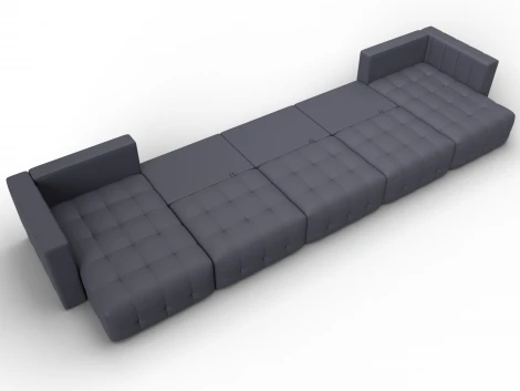 Диван П-образный Лига-052 НПБ МегаЛонг (ЛДСП,Брус,Фанера/Пластик/Экокожа/Серый) Лига Диванов 129925