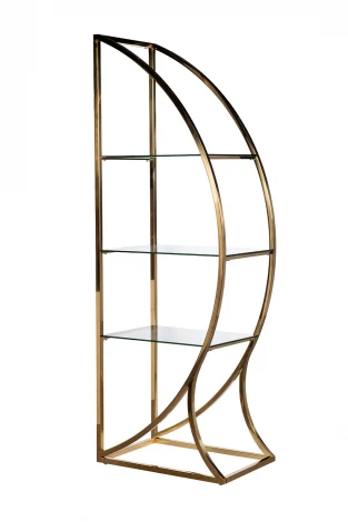 KFG087/1 Стеллаж "Полусфера" прозрачное стекло/золото блестящий 71*48*202см Garda Decor