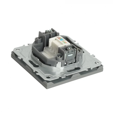 Розетка Ethernet RJ-45 (платиново-серый, soft touch) Stekker Эмили 49951