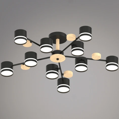 Потолочная люстра на штанге Reluce 68730-0.3-10 GX53 BK+WOOD