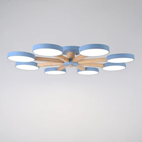 Потолочная люстра Wi-Fi на штанге Turna 8 Blue By ImperiumLoft Turna01 (LED, 220V, пульт управления, голосовое управление, умный дом - Алиса)