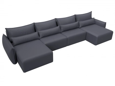 Диван П-образный Лига-051 НПБ Лонг (ЛДСП,Брус,Фанера/Пластик/Экокожа/Серый) Лига Диванов 129897