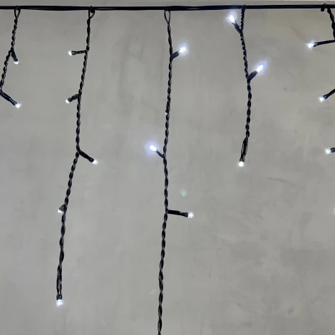 Гирлянда Бахрома 3,1 x 0,5 м Белая 24В, 150 LED, провод черный ПВХ, IP54 Laitcom PIL150-11-1W