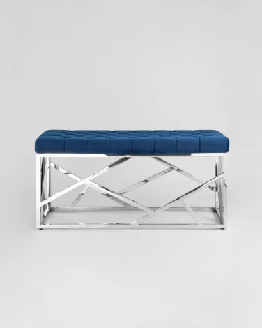 Банкетка-скамейка Stool Group АРТ ДЕКО велюр синий сталь серебро УТ000001880