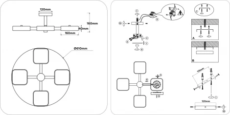 Потолочная люстра светодиодная на штанге с регулировкой цветовой температуры Ambrella COMFORT FL4880 (220V)