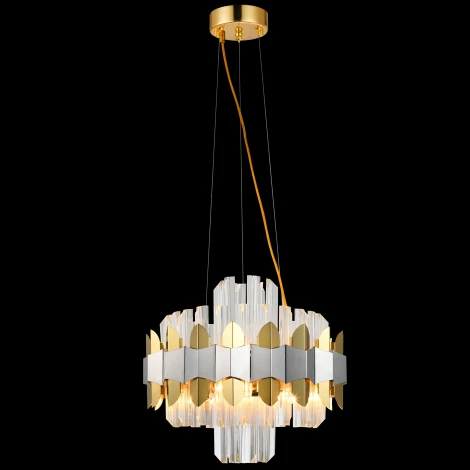 Подвесная люстра Natali Kovaltseva Skala 81435/6C BRASS SILVER (220V, хрусталь, на тросе, круглые)