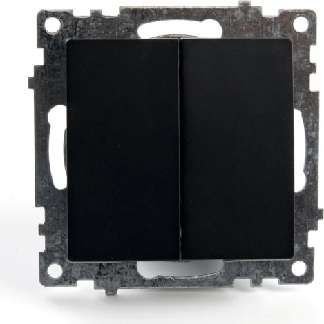 Выключатель двухклавишный (черный) Stekker Катрин 39606