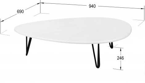 Стол журнальный Дадли белый бетон/чёрный от фабрики Mebelik