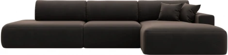 Диван угловой Лига-036 НПБ Модерн Лонг правый угол (Коричневый/Велюр) Лига Диванов арт.121428