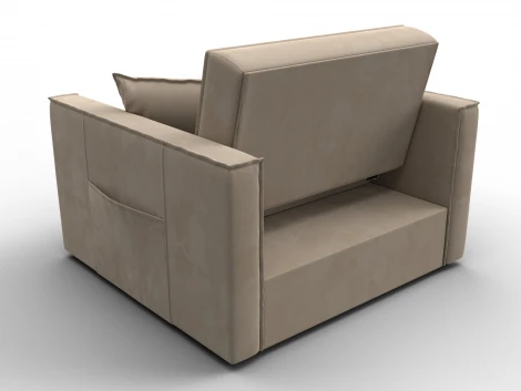 Кресло-кровать Лига-104 (80) (ЛДСП,Брус,Фанера,Велюр/Бежевый) Лига Диванов 134852
