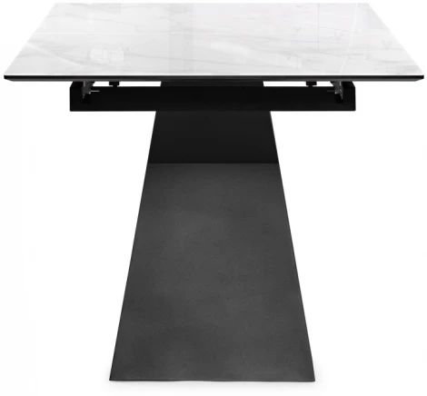 Стеклянный стол Woodville Денхольм 240(290)х100х75 белый мрамор / черный 553548