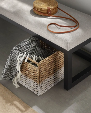 Банкетка La Forma (ex Julia Grup) Loya (Черный,Серый/ Пена,ДСП,Дерево,Бук)