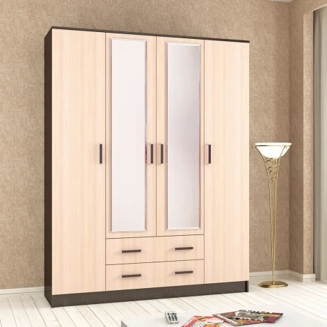 Шкаф ТЭКС для одежды и белья Лагуна 160 см, венге/дуб молочный