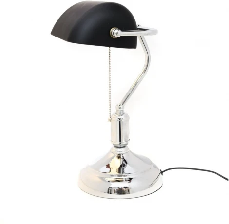 Офисная настольная лампа с выключателем Lumina Deco Banker LDT 305 BK+CHR