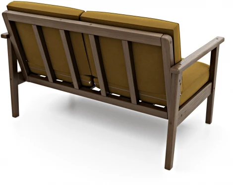 Диван Arsko прямой Лориан М орех велюр горчичный