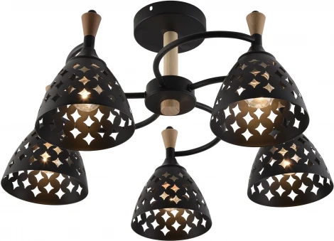 Потолочная люстра на штанге Reluce 01515-0.3-05 BK+WOOD (220V)